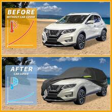 Car Cover Waterproof All Weather 210D, UV Sun Rain Protection, With Left Side Zipper - Black Blue for Nissan X-TRAIL - View 4