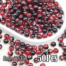 闪亮裂纹玻璃珠，破裂效果，尺寸为 10 毫米/0.39 英寸和 8 毫米/0.31 英寸。多色圆形珠子，用于 DIY 珠宝、手链、项链、耳环和手工艺品制作。