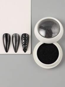 1盒魔镜黑指甲铬粉全息金属深色指甲闪粉颜料哥特式摩擦粉凝胶指甲油美甲用品 - 彩色 - 查看 6