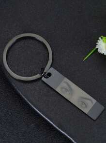 Llavero con diseño de ojo personalizado, colgante de acero inoxidable, llavero rectangular de moda, joyería de aniversario única, llavero de ojo personalizado creativo, regalo para los seres queridos