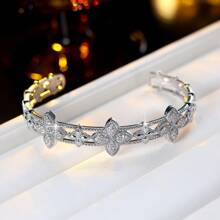 1pc Luxury Elegant High-End Open Bangle Bracelet, Suitable For Daily Wear And Parties