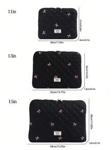 1 pièce Mignon nœud brodé Manchon d'ordinateur portable pour étudiant 11"/13"/15" Sac d'ordinateur étui de protection Dossier Porte-documents Sac de transport