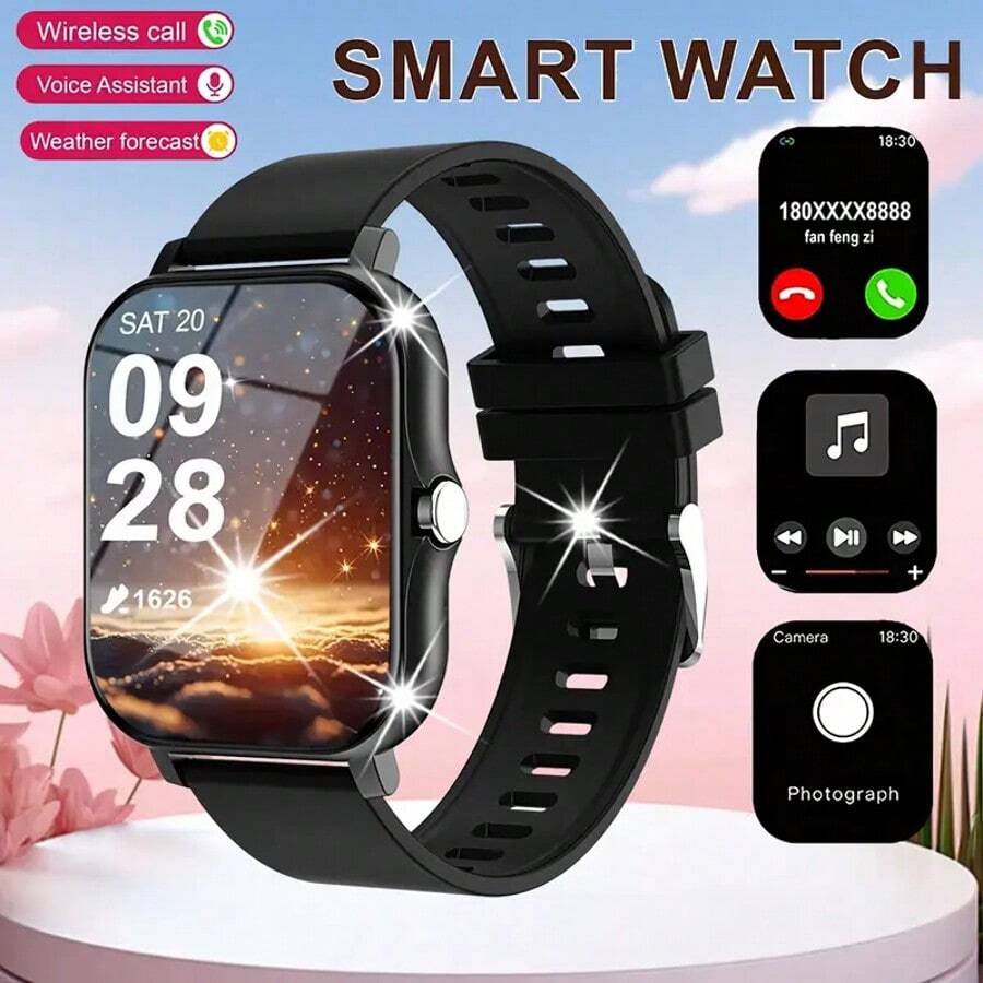 LOMAXFR 1.83-Inch Full Touch Screen Smart Watch, Call Reminder/Rejection, HD Voice Call, Multiple Sports Modes, Sports Data Tracking, Suitable For Outdoor Sports, Unisex Sports Watch, Clear Music Playback, Remote Control Photography, Easy To Wear And Use In Daily Life, Suitable For Holiday Gifts