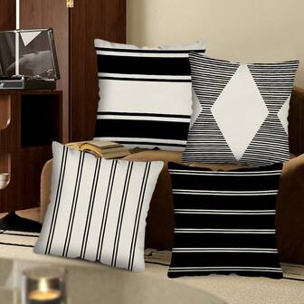 MEMNUN 1 buc. Fețe de pernă decorative moderne cu geometrie, fețe de pernă pătrate cu imprimeu pe o singură față, perne de grădină pentru canapea, mobilier de terasă, cort, balcon - 45x45 cm (inserția de pernă nu este inclusă) decor pentru casă, decor dormitor, decor cameră, decorațiuni estetice pentru cameră, decor pentru living, fețe de pernă