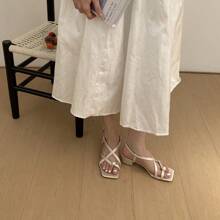 Women's Outdoor Thick Heel Sandals 2025 Summer Square Toe Slingback High Heels