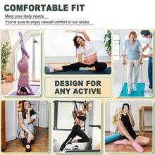 10只/5只/3只/1双装 专业瑜伽袜，防滑舒适，健身运动袜，室内地板袜，硅胶防滑，无后跟透气舞蹈袜。适合居家锻炼、健身房健身、普拉提运动，中等弹性，实用，保护双脚，美观大方，不易变形，不起球。 - 彩色 - 查看 7