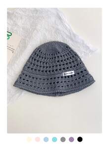 1 件粉色宽边草帽，女士夏季沙滩帽，户外防紫外线透气镂空编织渔夫帽，宽边遮阳帽，百搭渔夫帽，黑色针织帽， - 草編漁夫帽 - 查看 17