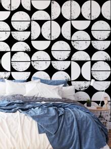 Scandinavian Style Abstract Self Adhesive Wallpaper Mid Century Modern Minimalist Black And White Removable Peel And Stick Wallpaper Boho Wall Decor Geometrical Minimalistic Peel And Stick Or Pre-Pasted Mural Wall Paper Wall Stickers Room Decor Wall Sticker