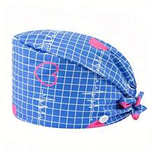 1 pieza Gorro de enfermera con estampado de carta de amor de poliéster para mujeres, antibacteriano y antipolvo, diseño de correa elástica ajustable, banda transpirable interior, gancho para la mascarilla, adecuado para médicos, enfermeras, salón de belleza, veterinaria y trabajadores de limpieza