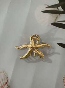 1 Stück elegante Mode Damen Haarspange mit Seestern Dekor, Metall in Gold, geeignet für Zuhause und Reise-Haarstyling, Geschenk für Damen Haarspangen, Haarklemmen, Haarklammern, Haargreifer
