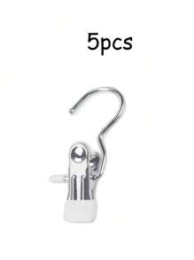 20Pcs,Simple Stainless Steel Hook Clip, Stainless Steel Clothes Clip,Clothes Hooks,Multifunctional Single Hook Clip For Pants, Skirts, Room Decoration Stuff,Organization And Storage,Drying Windproof Hook Clip, Household Space Saving Organizer For Bedroom, Closet, Wardrobe, Home, Dorm