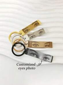 Llavero con diseño de ojo personalizado, colgante de acero inoxidable, llavero rectangular de moda, joyería de aniversario única, llavero de ojo personalizado creativo, regalo para los seres queridos