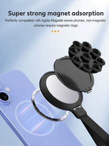 1 件多功能吸盘磁性手机支架（镜面版）、防掉落手机支架、兼容多部手机、带反光镜支架、防滑支架、防掉落支架、带化妆镜手机支架、摄影支架、自拍支架、磁性支架、车载支架、镜头支架、硅胶支架、可放置在平面上、粘附在瓷砖等光滑表面上、玻璃兼容 、Android 手机、生日、家人、朋友手机配件的礼物