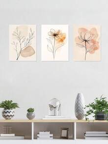3pcs Soft Pastel Background Posters, Elegant Floral Design Modern Art Pieces, Zen Nature Atmosphere Canvas Prints Wall Art, Minimalist Beauty Elements Poster, Abstract Garden Theme Art, Minimalist Line Art Wall Paintings, Posters, Framed Option Available - 3Pcs/Set - View 11