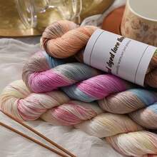 3 pezzi, 300 g, filato di pizzo fatto a mano tinto per l'estate, filato di pizzo colorato, filato fine estivo, filato di seta, adatto per magliette a maniche corte, scialli a uncinetto, lavorazioni a maglia, varie opzioni di colore - 3 pezzi di pizzo tinto a mano - Visualizzare 11