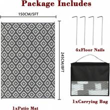 Homcomodar Outdoor Rug 270x365cm Reversible Mats Plastic Straw Rug UV Resistant Camping Mat  Outdoor Area Rug For Patio Beach BBQ Picnic Deck Balcony(Gery) - Grey - View 2