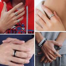 Set de 9 anillos giratorios de acero inoxidable para aliviar la ansiedad - Plateado - Ver 11