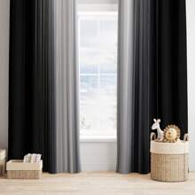 2pcs Gradient Blackout Yarn Curtains - Stylish Polyester Drapes For Bedroom & Living Room, Light-Filtering Design With Grommets, Modern Home Decor, Privacy Curtains | Versatile Window Treatment | Easyinstall Curtains