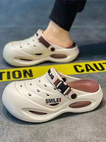 2025 New Men's Fashionable Slip-On Sandals, Thick Sole, Anti-Slip, Soft Sole, Lightweight, Comfortable, Breathable, Dual-Tone Letter Design, Suitable For Outdoor, Driving, Summer Back To School