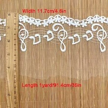 1 码黑白音符图案蕾丝面料边缘带刺绣饰边，适合 DIY 缝纫工艺品和服装制作 - 彩色 - 查看 5