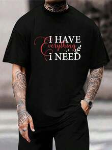 Camisetas de Pareja a Juego - Lo Tengo Todo Lo Que Necesito, Lo Soy Todo - Regalos de Aniversario, San Valentín, Luna de Miel - Negro, para Él y para Ella - Negro - Ver 1