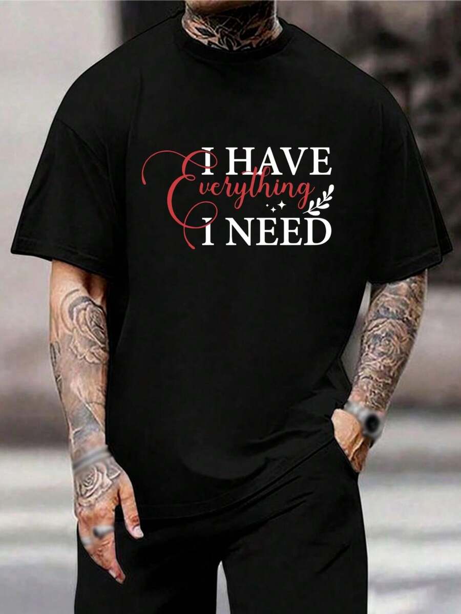 Camisetas de Pareja a Juego - Lo Tengo Todo Lo Que Necesito, Lo Soy Todo - Regalos de Aniversario, San Valentín, Luna de Miel - Negro, para Él y para Ella - Negro - Ver 1