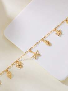 1 pièce Collier de style bohème à la mode avec éléments multi, thème océan plage d'été avec pendentif étoile de mer et coquillage, convient à toute occasion comme la plage d'été, les vacances, les fêtes, excellent choix de cadeau