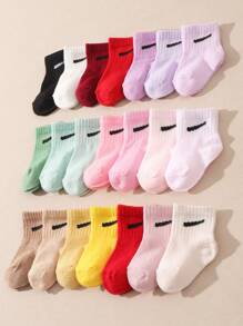 10 Pairs/Set Infant Toddler Random Candy Colors Casual Elastic Mid-Calf Socks, Summer