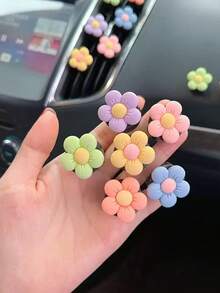 6pcs Cute Flower Decor Car Air Vent Clip-On Accessories - Multicolor - View 6