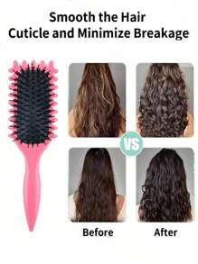 1pc New Pink Hair Curl Brush, Boar Hair Styling Brush, Curly Brush, Suitable For All Styles And All Female Curls (Comb Cleaning Brush Needs To Be Repurchased)