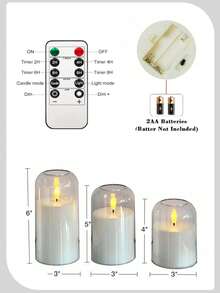1/3 Peças Velas LED Sem Chama Com Timer/Controle Remoto, Velas Tremeluzentes, Operadas a Bateria, Velas de Cera com Chama 3D Realista, Adequadas para Halloween, Dia dos Namorados, Natal, Casamento, Festa, Decoração Doméstica e Outros Eventos Festivos