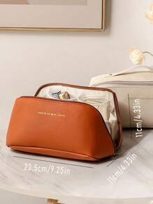 1 pièce Sac cosmétique imperméable à double couche, sac de maquillage en PU, sac de toilette de voyage en PVC, porte-pinceau de maquillage grande capacité, sac organisateur multifonction pour l'été, sac de voyage portable, sac de plage, boîte de rangement pour maquillage de salle de bain, convient pour le salon, la cuisine, la salle de bain, la Saint-Valentin, les demoiselles d'honneur, les anniversaires, les amis, les professeurs, les vacances, la mère, organisateur de voyage cosmétique, accessoires à fermeture éclair, manucure