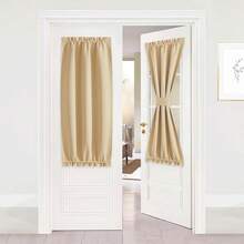 Local Warehouse- Door Curtain Panel, Grey French Door Curtains Blackout Thermal Insulated Curtain Sidelight Privacy For Window/Living Room/Doorways/Classroom (25W By 72L Inches, 1 Panel) - Biscotti Beige - 查看 11