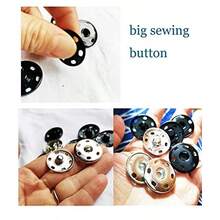 Large Snaps For Sewing Big Sew On Snap Large Buttons 12 Sets Big Metal Snap Fastener Buttons Press Button For Sewing Clothing Silvery And Black Large Size 0.98IN 25mm - 黑色,銀色 - 查看 6