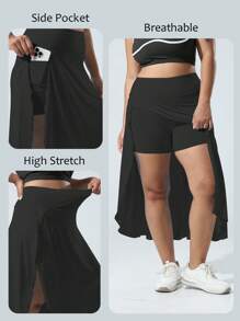 Letnia spódnica z wysokim stanem dla kobiet Lycra asymetryczna pół spódnica z kieszeniami chłodząca lód sportowa spódnica szorty do jogi, tenisa i golfa