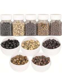 500pcs Hair Extension Micro Rings Links Beads, 5mm Silicone Lined Beads For Hair Extensions Tool - Multicolor - View 2