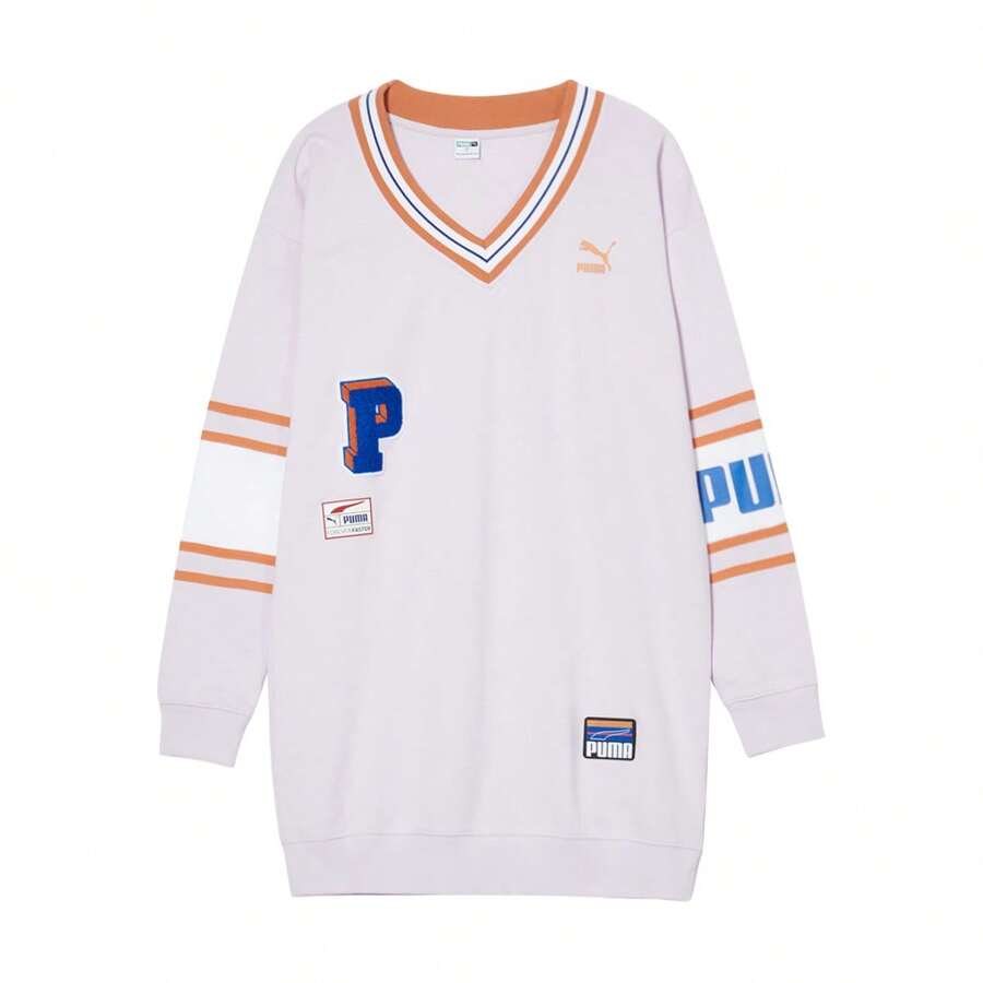 Puma Vestido casual de manga larga con estampado de logo de letra - Morado - Ver 1