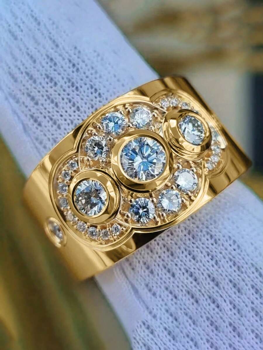1 件时尚方晶锆石戒指，适合女士婚礼订婚派对珠宝情人节礼物 - 1# - 查看 1