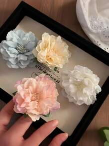 1 a 4 piezas Horquillas para el pelo con flores realistas, horquillas con camelias y flores de cerezo, piezas para el cabello con estilo bohemio, elegante tocado con horquilla para el cabello lateral para playa y días festivos