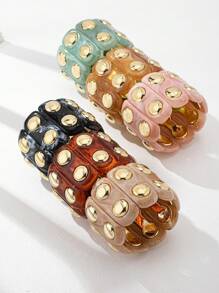 1 Stück modisches Vintage Acryl Batik ovales elastisches Armband für Frauen, Damenschmuck