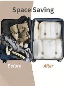 Set di 7 cubi organizzatori da viaggio, con cerniera, grande capacità, include borsa a tracolla, sacca con laccio, borsa in rete, beauty case, porta scarpe, porta bottiglie, per riporre vestiti, cosmetici, articoli da toilette e oggetti di valore