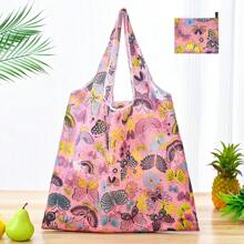 1 pezzo Borsa della spesa pieghevole, portatile, alla moda, impermeabile, di grande capacità, adatta per la spesa al supermercato, i viaggi, la conservazione di verdure/frutta/mobili/giocattoli