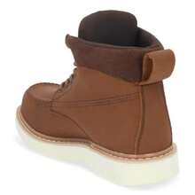 Zapato Bota De Piso Para Caballero Color Café De Piel Con Cinta Ajustable, Suela Ligera Y Bullón Acolchonado - Café integral - Ver 2