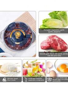 5-Liter-Zerkleinerer mit Ersatzklingen, Küchenmaschine, Mixer, Küchenmühle aus Edelstahl, Gemüse, Zwiebeln, Knoblauch, Salate, Obst, Nüsse