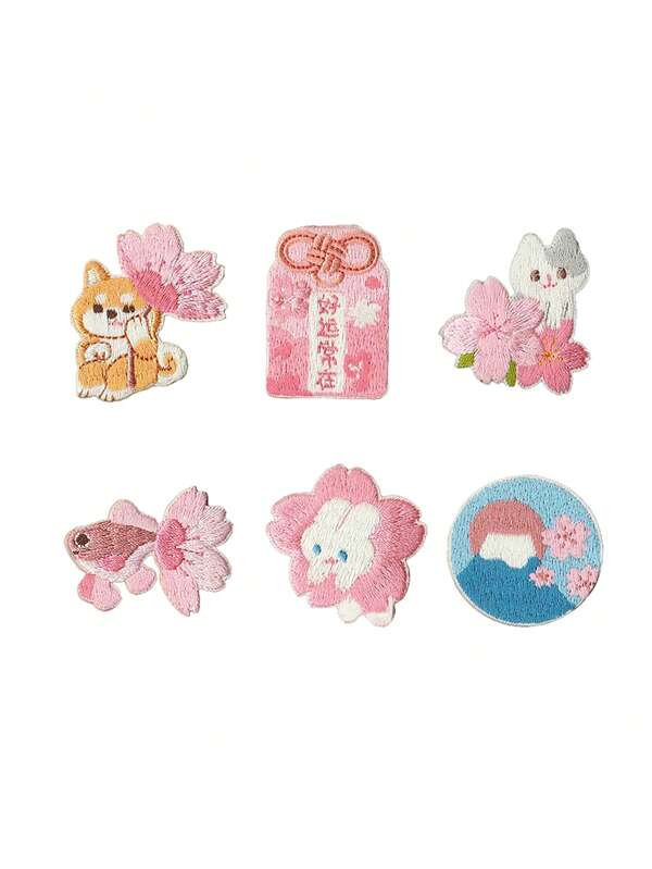 1PC Cherry Blossom Embroidery Patch - DIY Stickers For Phone Case Notebook Clothes Decoration