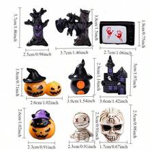 9pcs Halloween & Easter Decorative Accessories, Mummy, Skull, TV, Haunted House, Pumpkin, Small Decoration Sets