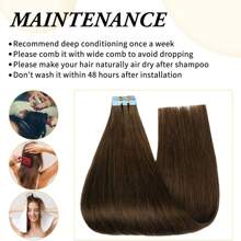 20pcs extensiones de cabello humano liso con cinta adhesiva de 50 g, 100 % cabello humano Remy real, de 40 a 66 cm, instalación invisible sin costuras, n.° 2, castaño oscuro