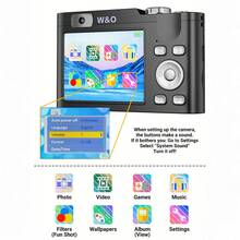 Retro Digital Camera 32GB HD 1080P 44MP 2.4'' LCD Display Screen 16X Zoom Anti-Shake, Listen Music/Play Games, With 32GB Card, Rechargeable Mini Camcorder For Beginners, Ideal Gift For Birthday - 黑色 - 查看 4