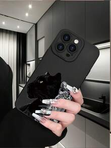 Fierce Animals 1 件黑白豹纹 2D 图案创意高端商务简约时尚手机壳，适合作为送给长辈、朋友、家人、情侣的生日或节日礼物，柔软触感哑光黑色全覆盖保护防尘防水外壳兼容 16/15/14/13/12/11/Pro/ProMax/X/XR/XS/XS Max/7/8/PLUS 和型号