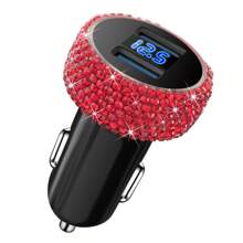 1 pièce Chargeur de voiture 2-en-1/8-en-1 avec strass, câble de charge 3-en-1 avec strass, charge rapide, Type C, USB, adaptateur de voiture, compatible avec Apple, téléphone, caméra de tableau de bord, iPad, GPS, cadeau pour les vacances/anniversaire